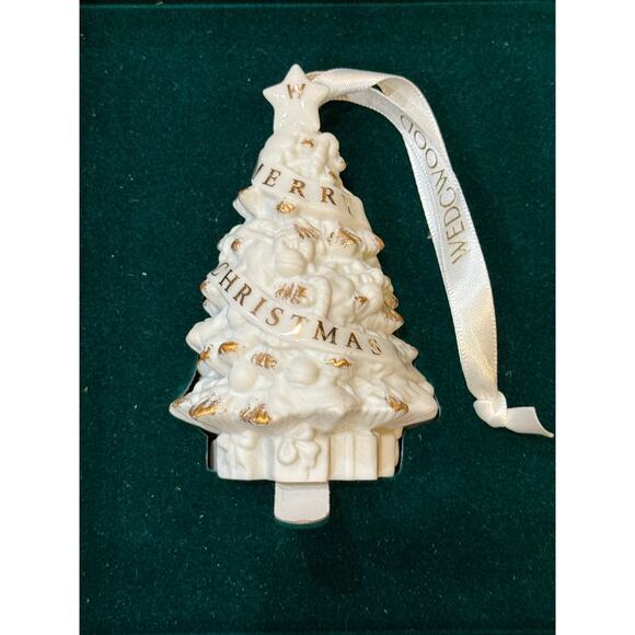 Vintage Wedgwood 2002 Merry Christmas Tree Ornament Classic White Gold In Box - Picture 6 of 14